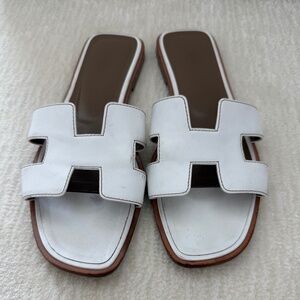 Hermes Oran Sandal in White